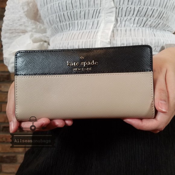 Kate Spade STACI Large SLIM BIFOLD Wallet Beige - Picture 7 of 7